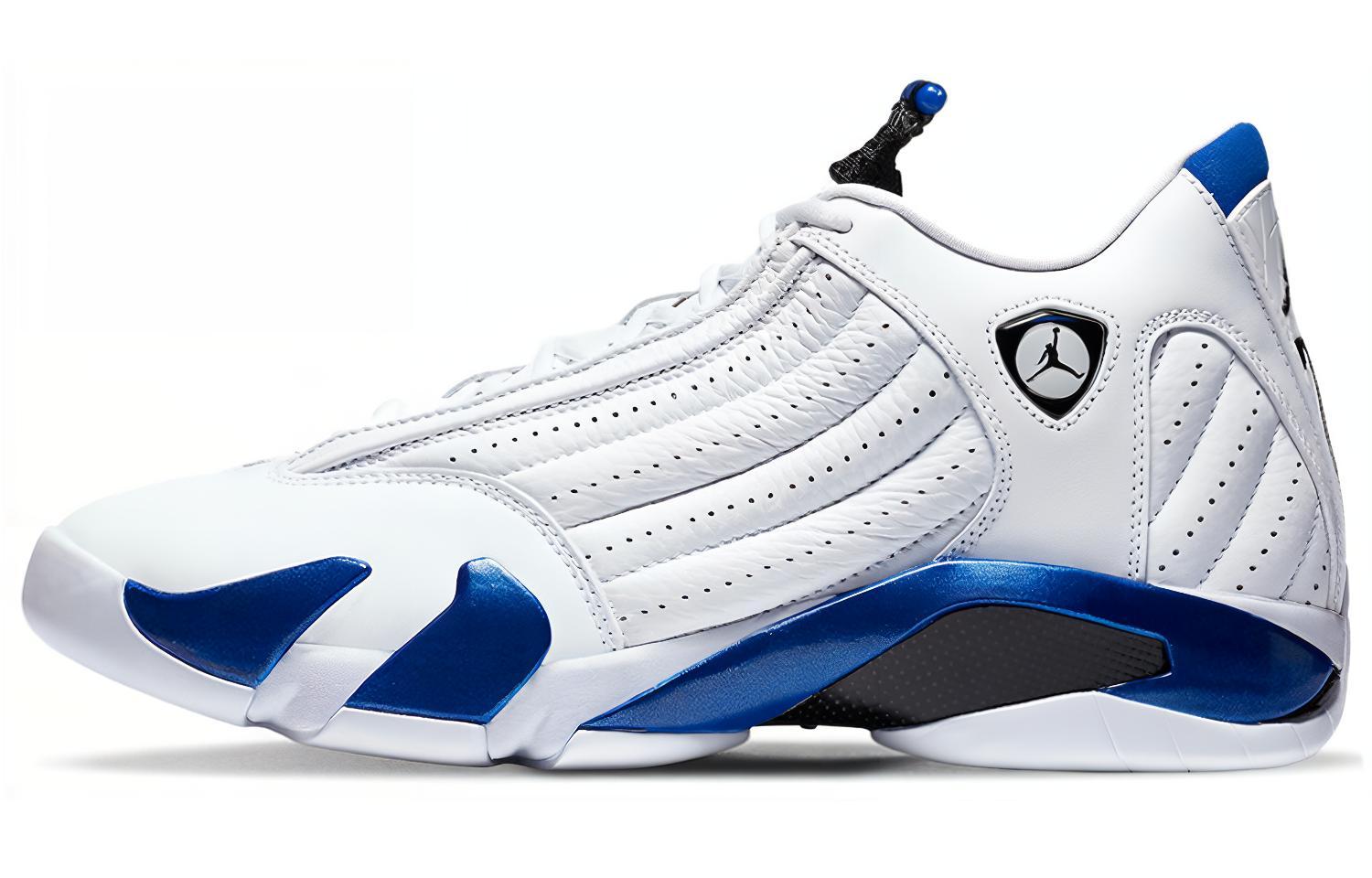 Jordan Air Jordan 14 retro \"hyper royal\" synthetic leather, simple and versatile, shock-absorbing, non-slip, wear-resistant and lightweight, low-cut retro basketball shoes, same style for men and women, white and blue