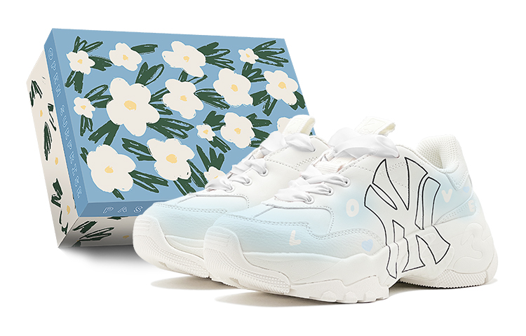 MLB Big Ball Chunky Summer Travel, Intense Sweet Love Synthetic Leather Low top Chunky Sneakers Unisex Blue White