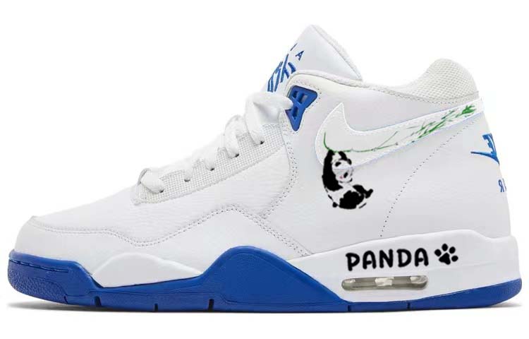Nike Flight Legacy Fashion Abrasion Resistant Abrasion Resistant Mid top Vintage Basketball Shoes Men’s White Blue