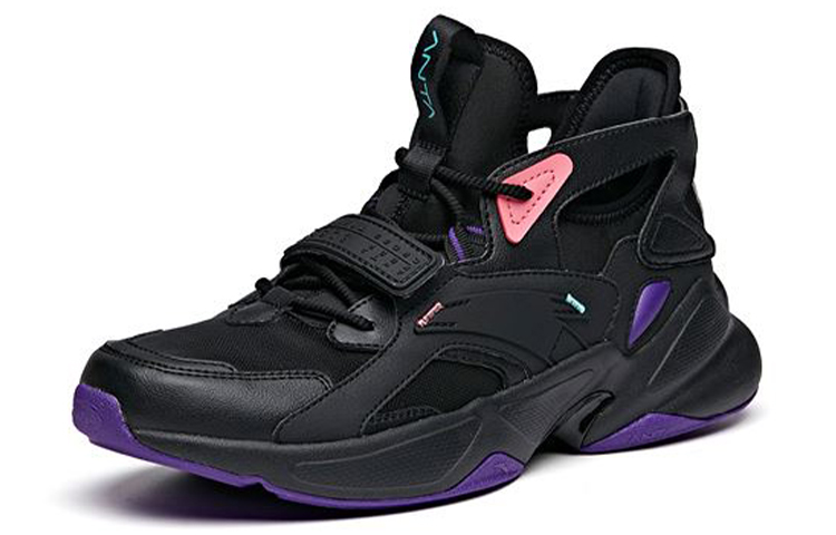 Anta Slip Resistant Abrasion Resistant Support Mid top Training Shoes Men’s Black Purple