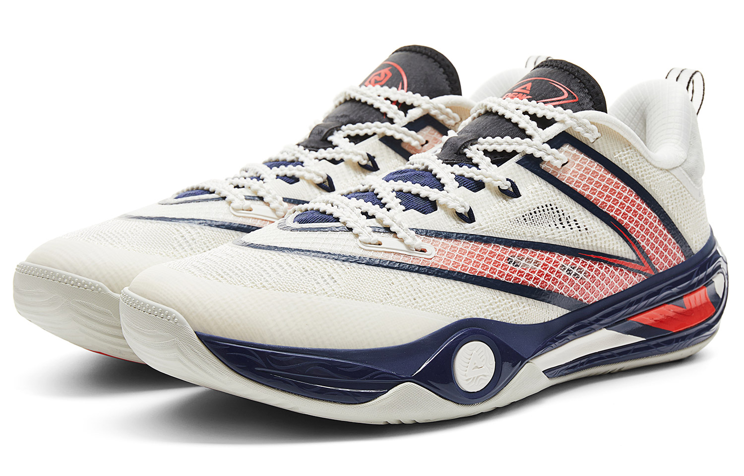 PEAK Cushioning Rebound Anti Twist Low top Basketball Shoes Men’s White Dark Blue Red
