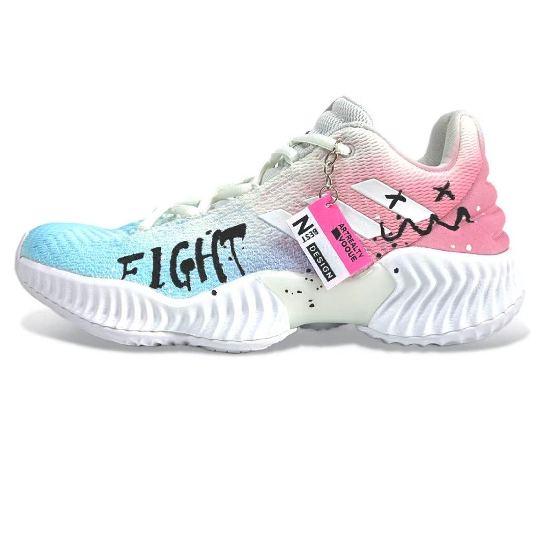 Adidas Pro Bounce 2018 Cushioning Slip Resistant Cushioning Slip Resistant Low top Basketball Shoes Men’s Blue Pink
