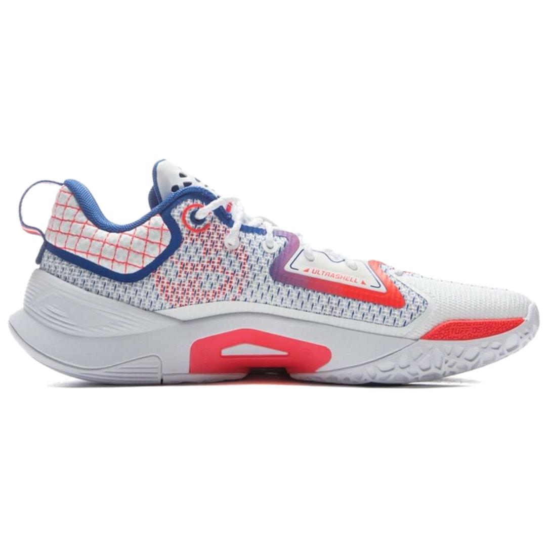 Li Ning BadFive Chase Hunt 1 Slip Resistant Coverage Lightweight Rebound Low top Basketball Shoes Men’s White Blue