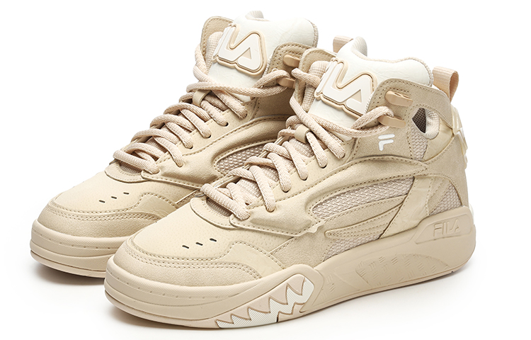 FILA FUSION Desperado We Mid top Vintage Basketball Shoes Women’s Cassava Powder Snow White
