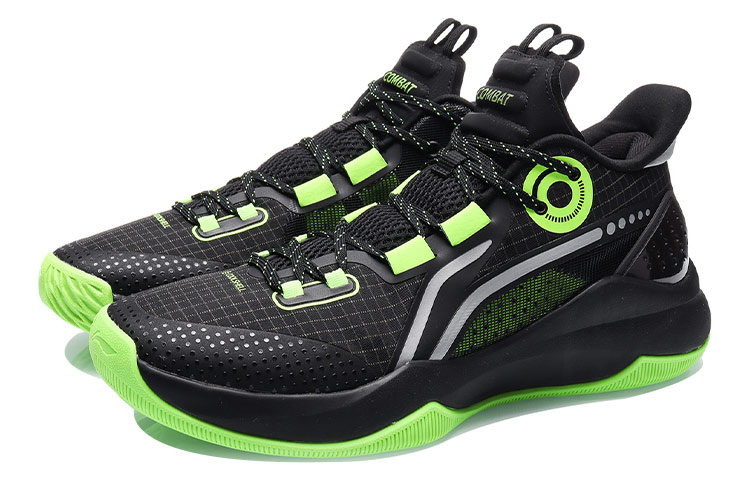 Li Ning Combat Low Abrasion Resistant Slip Resistant Low top Performance Basketball Shoes Men’s Black Green