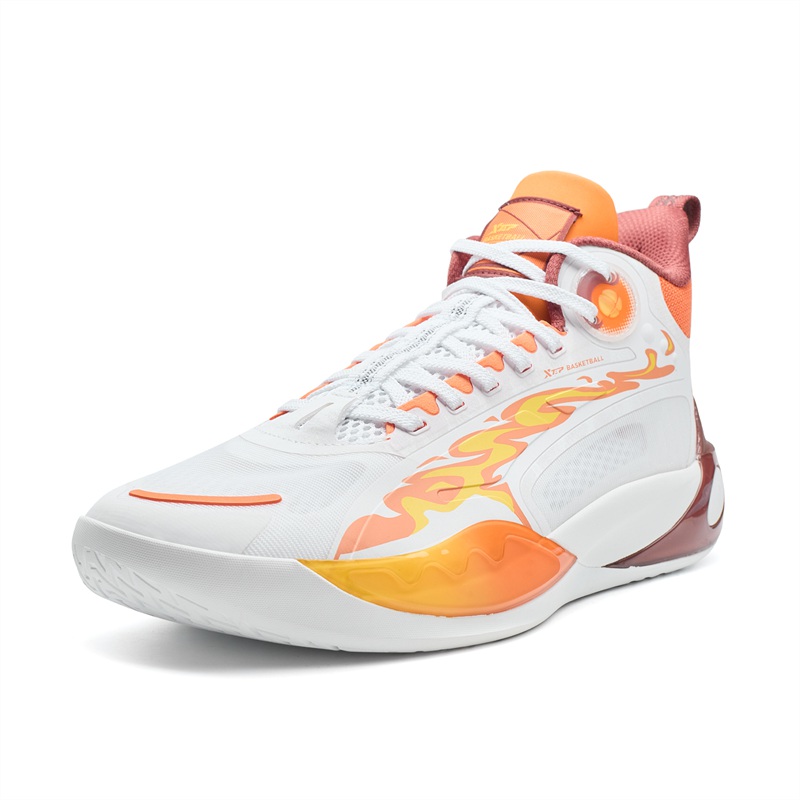 XTEP Abrasion Resistant Slip Resistant Low top Basketball Shoes Men’s White Orange