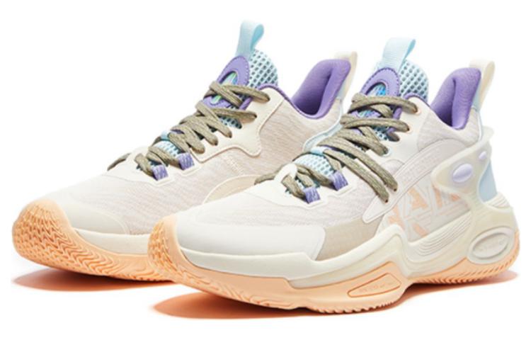 QIAODAN Q KUNGFU Cushioning Slip Resistant Abrasion Resistant Mid top Basketball Shoes Men’s Yellow Blue