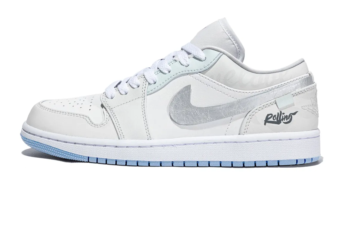 Jordan Air Jordan 1 Ice Blue Maris Sal Abrasion Resistant Abrasion Resistant Low top Vintage Basketball Shoes Unisex
