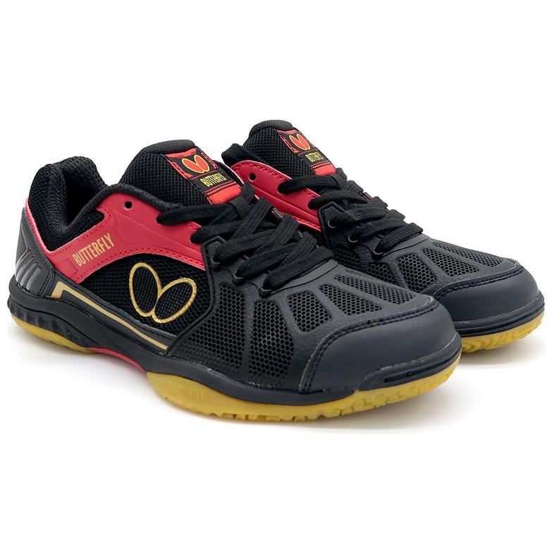 Butterfly Slip Resistant Abrasion Resistant Low top Table Tennis Shoes Unisex Black Red