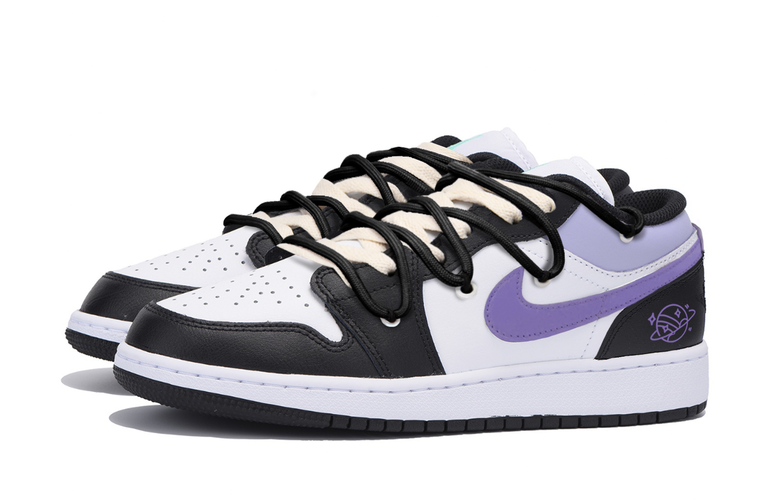 Jordan Air Jordan 1 Abrasion Resistant Low top Vintage Basketball Shoes Men’s Black Purple White