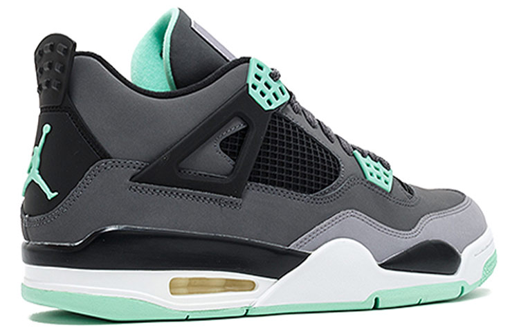Мужские кроссовки Jordan Air Jordan 4 Retro Green Glow (серо-зеленые) — фото 3
