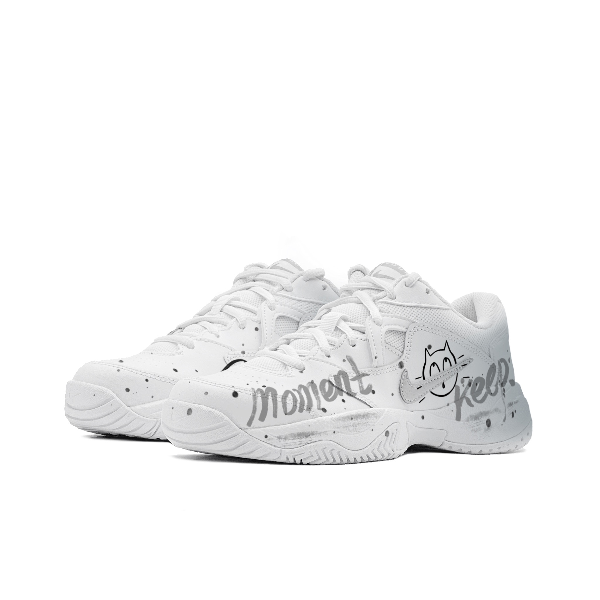Nike Court Lite 2 Thermal Abrasion Resistant Slip Resistant Low top Tennis Shoes Men’s Silver Gray