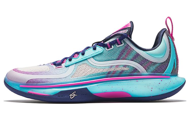 Anta GH5 Cushioning Breathable Lightweight Rebound Low top Basketball Shoes Men's Blue Pink