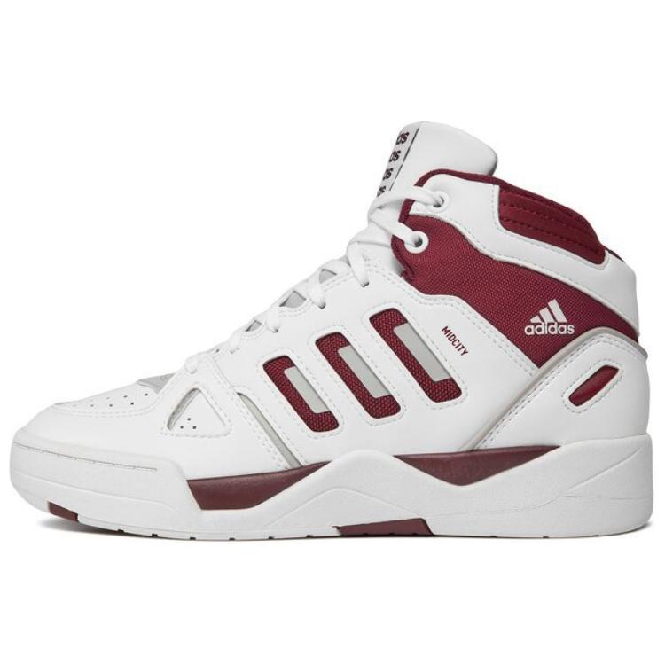 Adidas Midcity Mid Cushioning Slip Resistant High top Basketball Shoes Unisex White Red