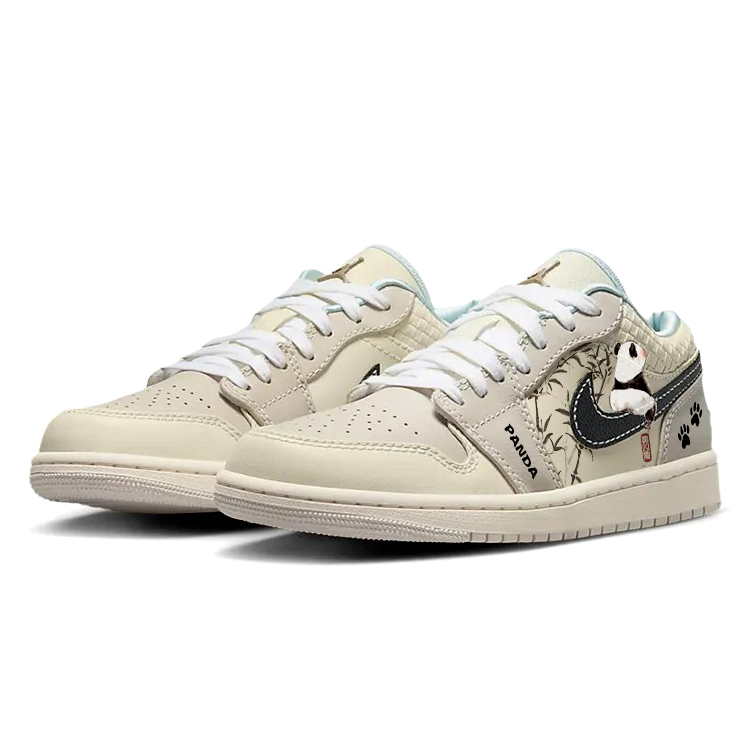 Jordan Air Jordan 1 Slip Resistant Low top Vintage Basketball Shoes Women’s Beige Brown