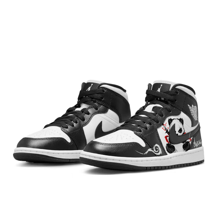 Jordan Air Jordan 1 Wear resistant And Lightweight Mid top Vintage Basketball Shoes Women’s Black
