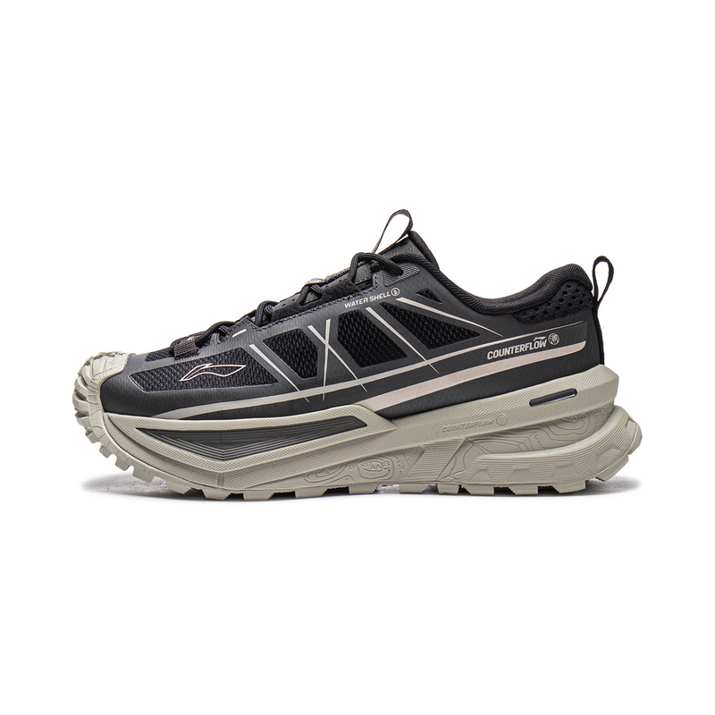 Li Ning Outdoor CF Tracing, Xingchuan SE TPU Low top Hiking Shoes Unisex Black Obsidian Gray
