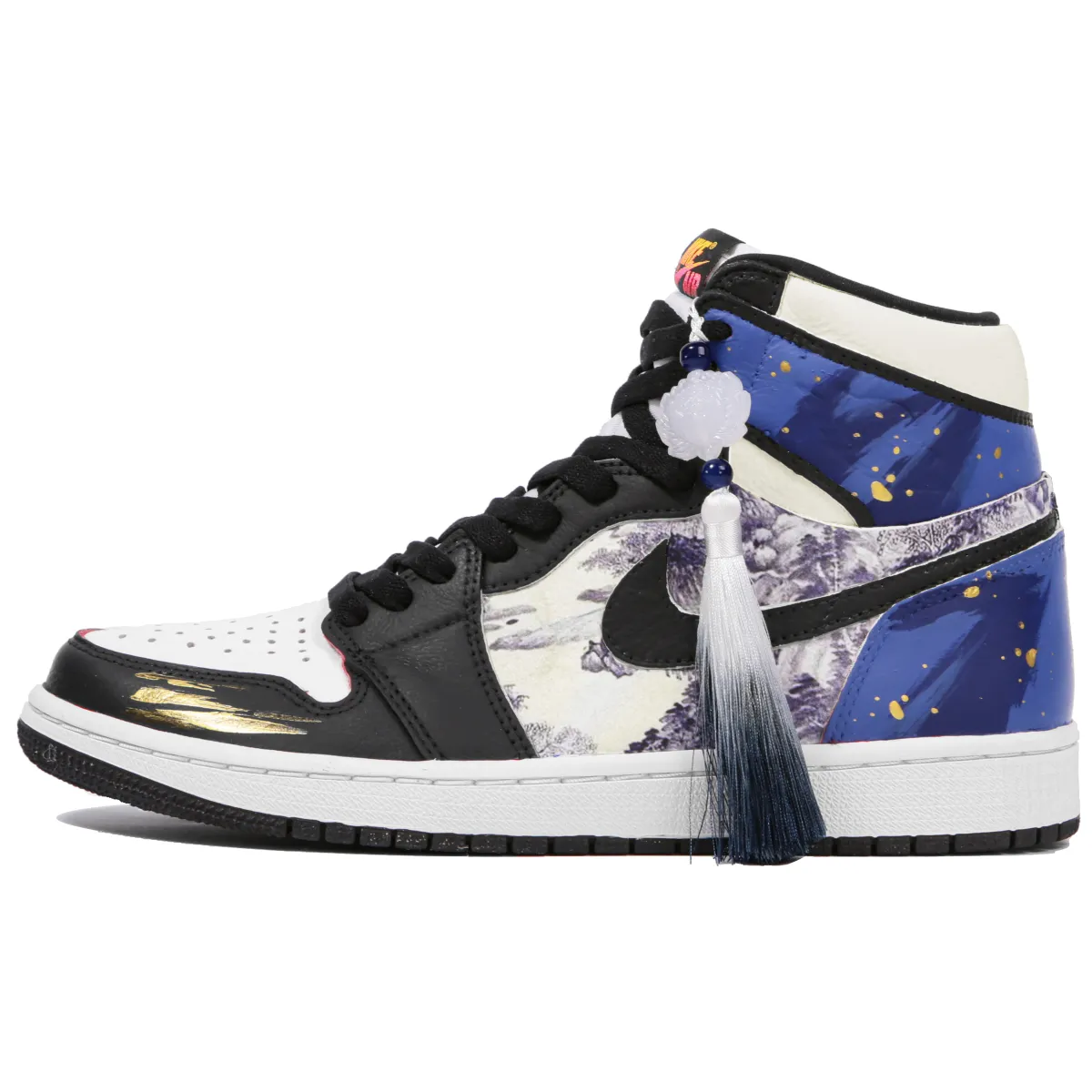 Jordan Air Jordan 1 Retro High Og Leather High top Vintage Basketball Shoes Unisex Blue Black