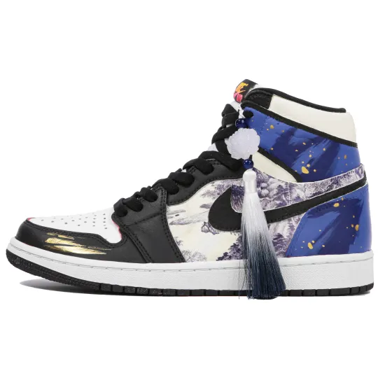 Jordan Air Jordan 1 Retro High Og Leather High top Vintage Basketball Shoes Unisex Blue Black