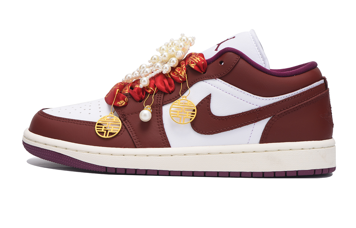 Jordan Air Jordan 1 Slip Resistant And Abrasion Resistant Coverage Low top Vintage Basketball Shoes Women’s True Red