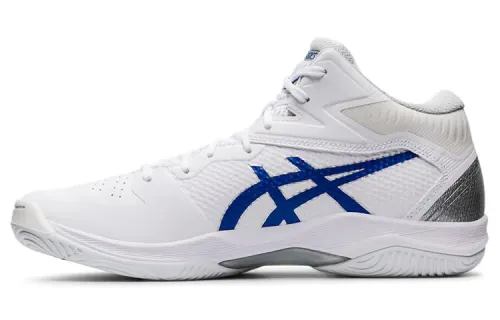 Asics Gel-Hoop V12 Asics round toe fabric synthetic leather mid-top basketball shoes men and women same style white blue