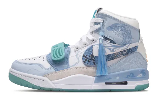 Jordan Legacy 312 Blue Dragon Abrasion Resistant Abrasion Resistant High top Vintage Basketball Shoes Men's Blue White