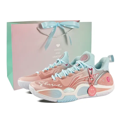 Li Ning Cushioning Slip Resistant Abrasion Resistant Low top Basketball Shoes Men's Pink