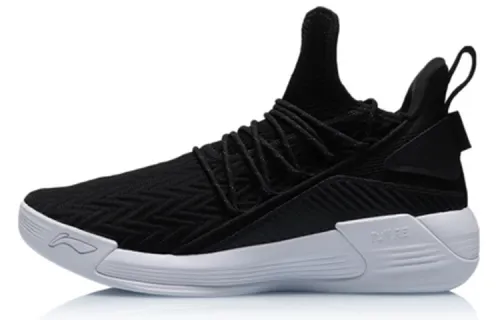 Li Ning Ben Attack Fabric Slip Resistant Mid top Basketball Shoes Men's Black