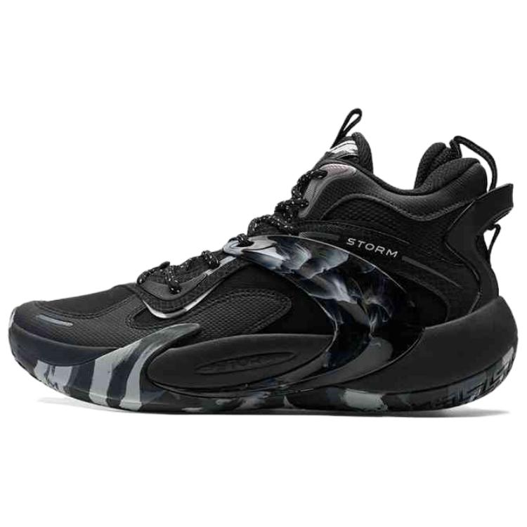 XTEP Textile, Artificial Leather Cushioning, Wear Resistant High top Basketball Shoes Men’s Black Gray