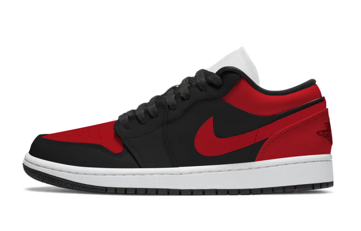 Jordan Air Jordan 1 Classic And Versatile Abrasion Resistant Low top Vintage Basketball Shoes Unisex Black Red