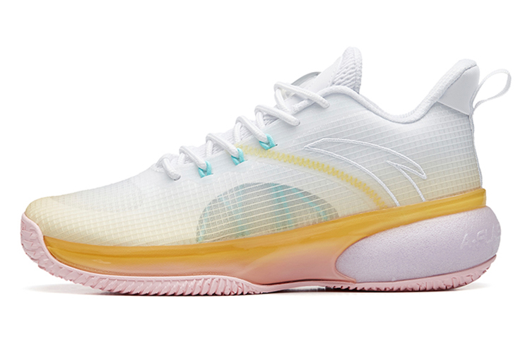 Anta Light Bubble Fabric Abrasion Resistant Breathable Low top Basketball Shoes Men’s White Yellow