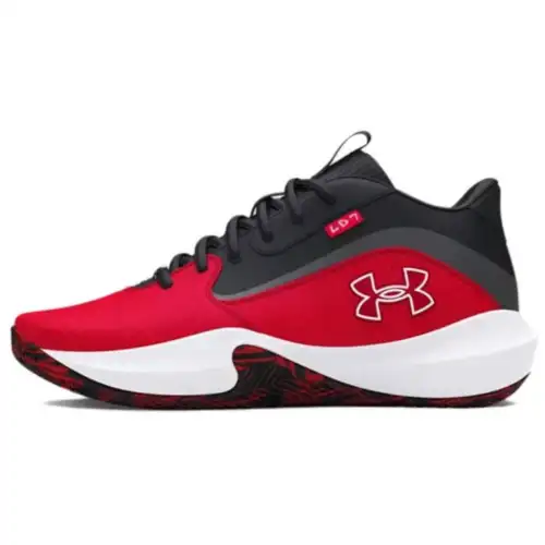 Under Armour Lockdown 7 Slip Resistant Abrasion Resistant Low top Basketball Shoes Unisex Red Black
