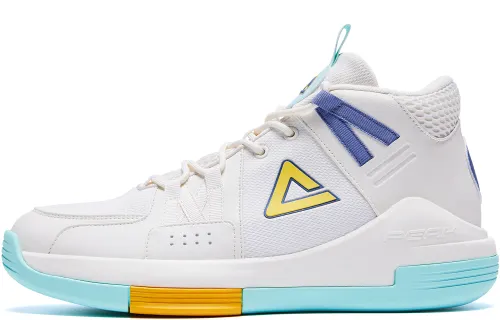 PEAK Cushioning Slip Resistant Abrasion Resistant High top Basketball Shoes Men's White