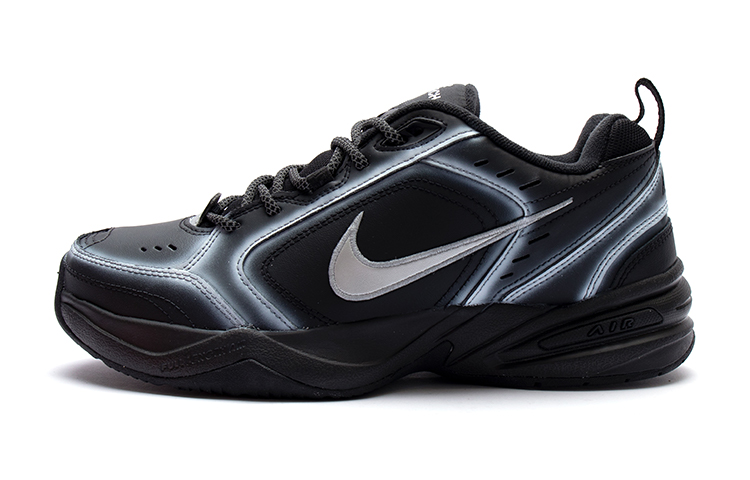 Nike Air Monarch 4 Textile, Leather Low top Chunky Sneakers Unisex Black Silver