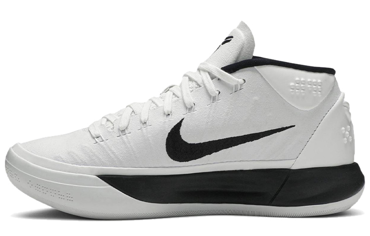 Nike Kobe AD TB Kobe Round-head lace, shock-absorbing and anti-slip, mid-top practical basketball shoes, men's white and black