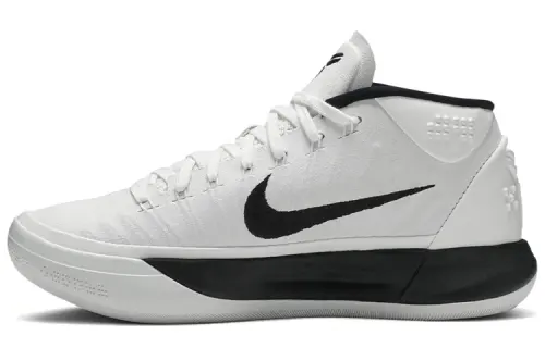 Nike Kobe AD TB Kobe Round-head lace, shock-absorbing and anti-slip, mid-top practical basketball shoes, men's white and black