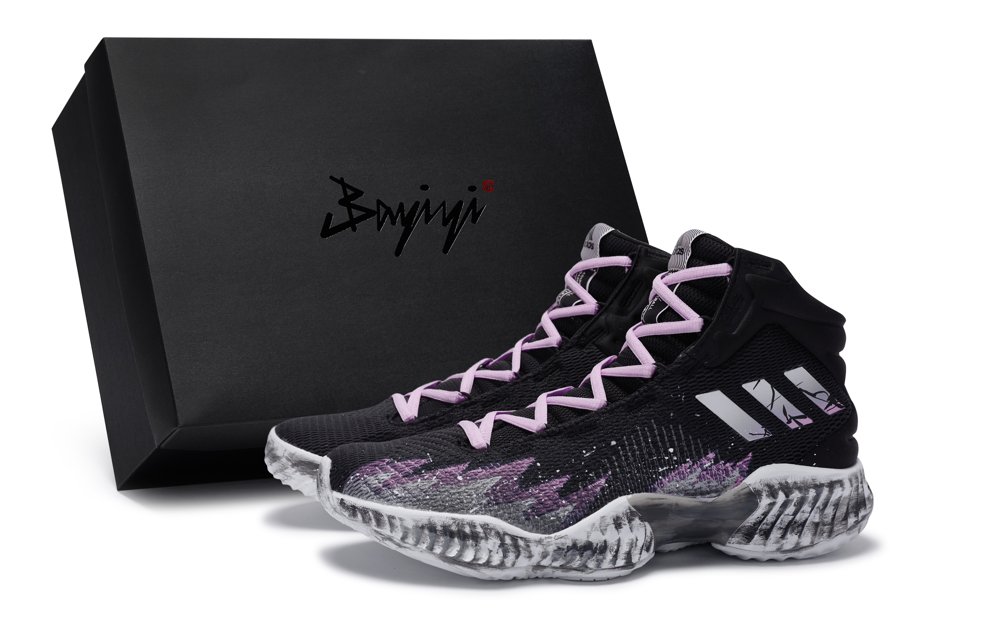 Adidas Pro Bounce 2018 811 Manufacturing, Bleach Descends Purple, Special Shoe Box Mid top Basketball Shoes Men's