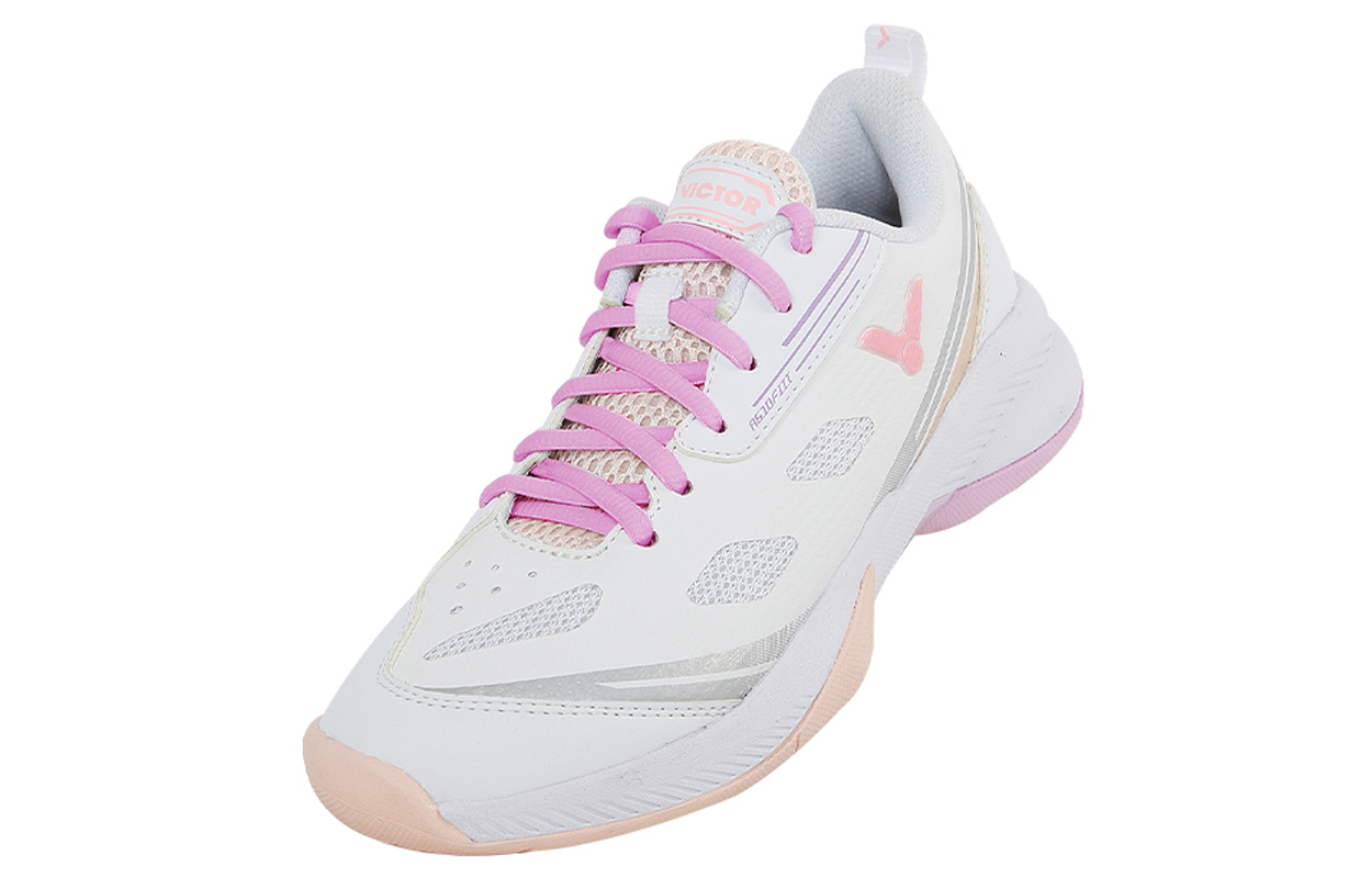 VICTOR Cushioning Slip Resistant Breathable Low top Badminton Shoes Women’s Pearl White