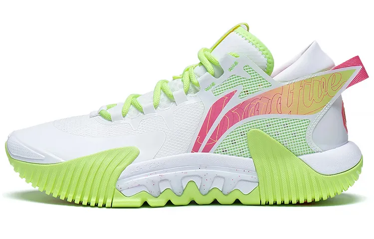 Li Ning Badfive 2 Low Basketball Shoes Men's Low Top Standard White/Neon Yellow Green