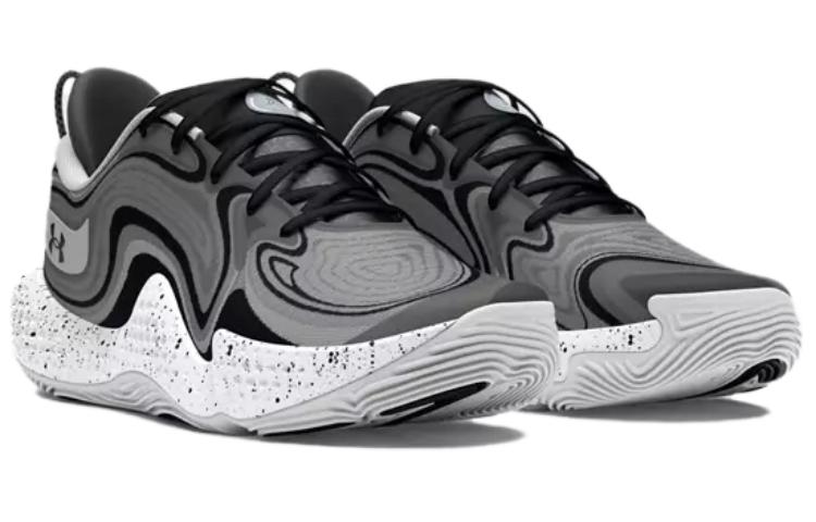 Under Armour UA Spawn 6 Slip Resistant Abrasion Resistant Low top Basketball Shoes Unisex Black Gray