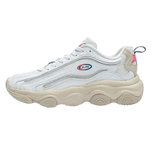 KELME Textile, Synthetic Leather Comfortable Cushioning Slip Resistant Low top Chunky Sneakers Women's White
