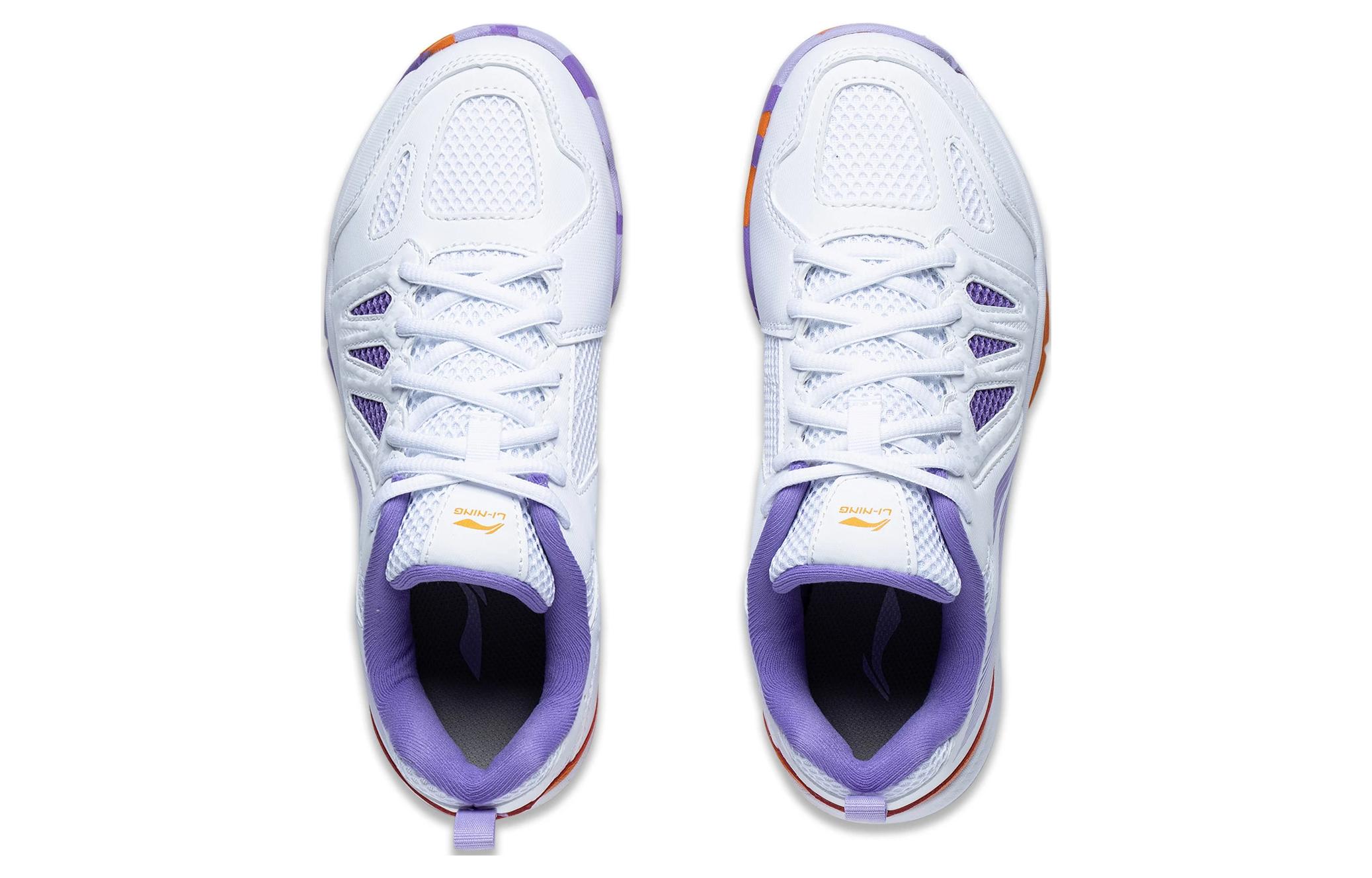 Li Ning Ace Fabric Slip Resistant Abrasion Resistant Low top Badminton Shoes Women’s White Purple