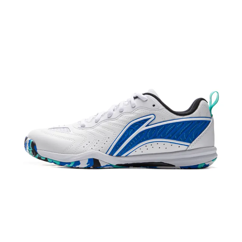 Li Ning Training Scenario Low top Table Tennis Shoes Unisex Standard White Glossy Finish Blue