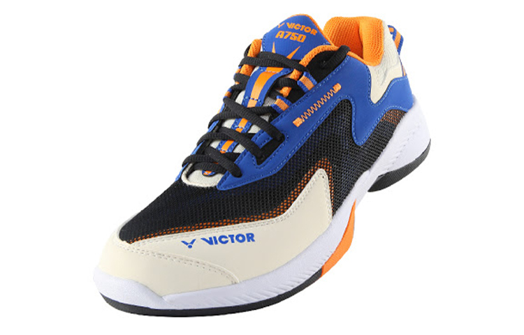 VICTOR Shock Absorption Slip Resistant, Abrasion Resistant, Breathable Low top Badminton Shoes Unisex Blue Gold