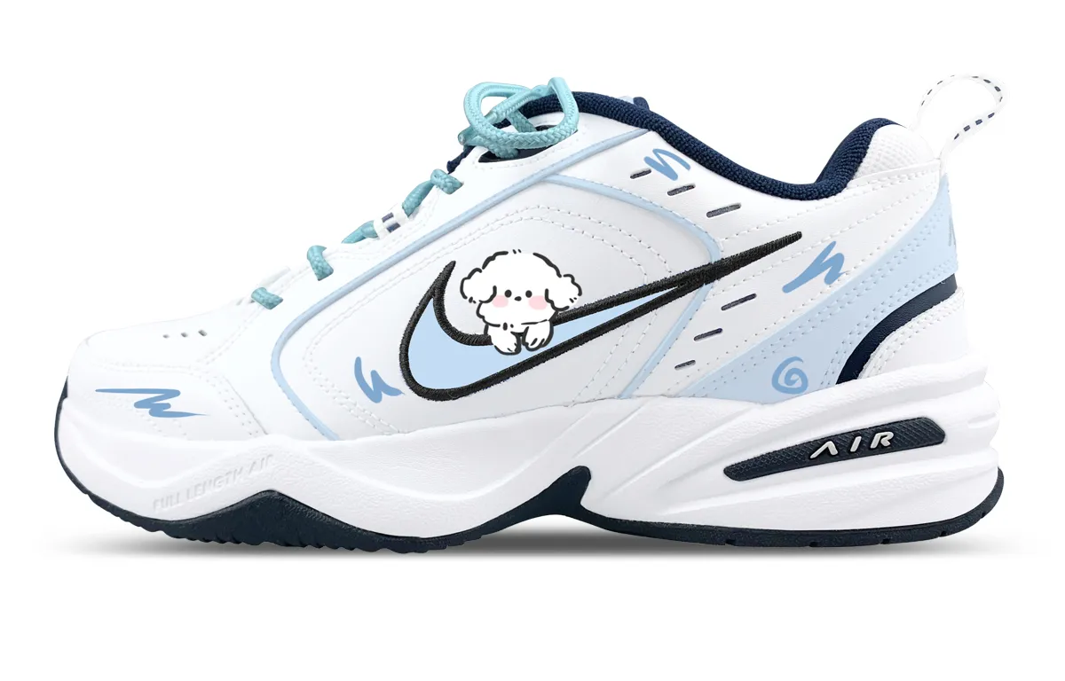 Nike Air Monarch 4 Slip Resistant Slip Resistant Low top Chunky Sneakers Unisex White Blue