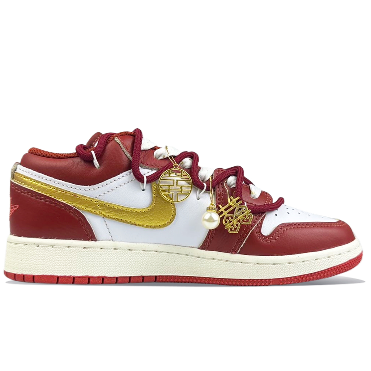 Jordan Air Jordan 1 Abrasion Resistant Abrasion Resistant Low top Vintage Basketball Shoes GS White Red
