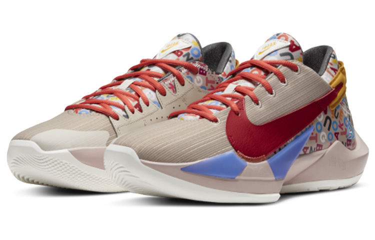 Мужские кроссовки Nike Freak 2 Zoom "Letter Bro" (коричнево-сине-красные) — фото 3