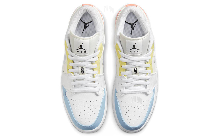 Кеды Jordan Air Jordan 1 low (бежевый) — Белый / синий / розовый / жёлтый — фото 4