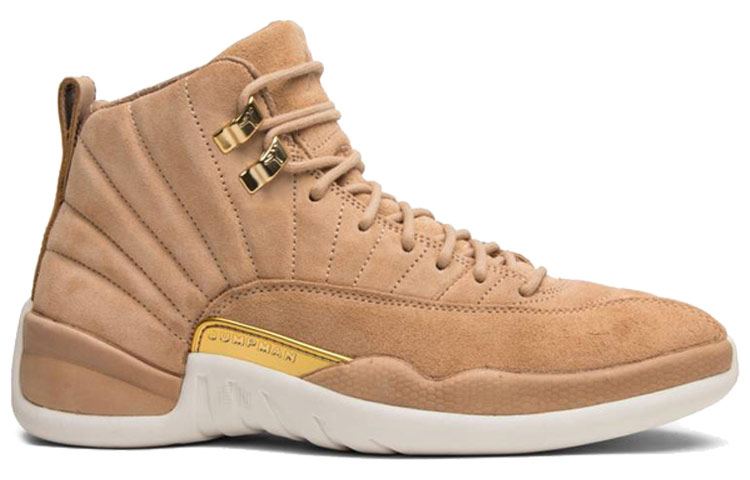 Женские кроссовки Jordan Air Jordan 12 Retro Vachetta Tan (светло-коричневые) — Светло-коричневый / золотой / белый — фото 2