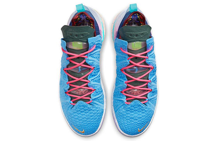 Мужские кроссовки Nike Lebron 18 (сине-бело-фиолетовые) — Синий / белый / фиолетовый — фото 4